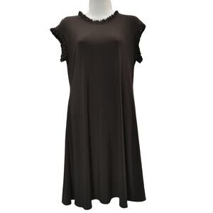 Annalee + Hope Ruffle Frill Trim Short Sleeve A-Line Mini Dress Black Womens M